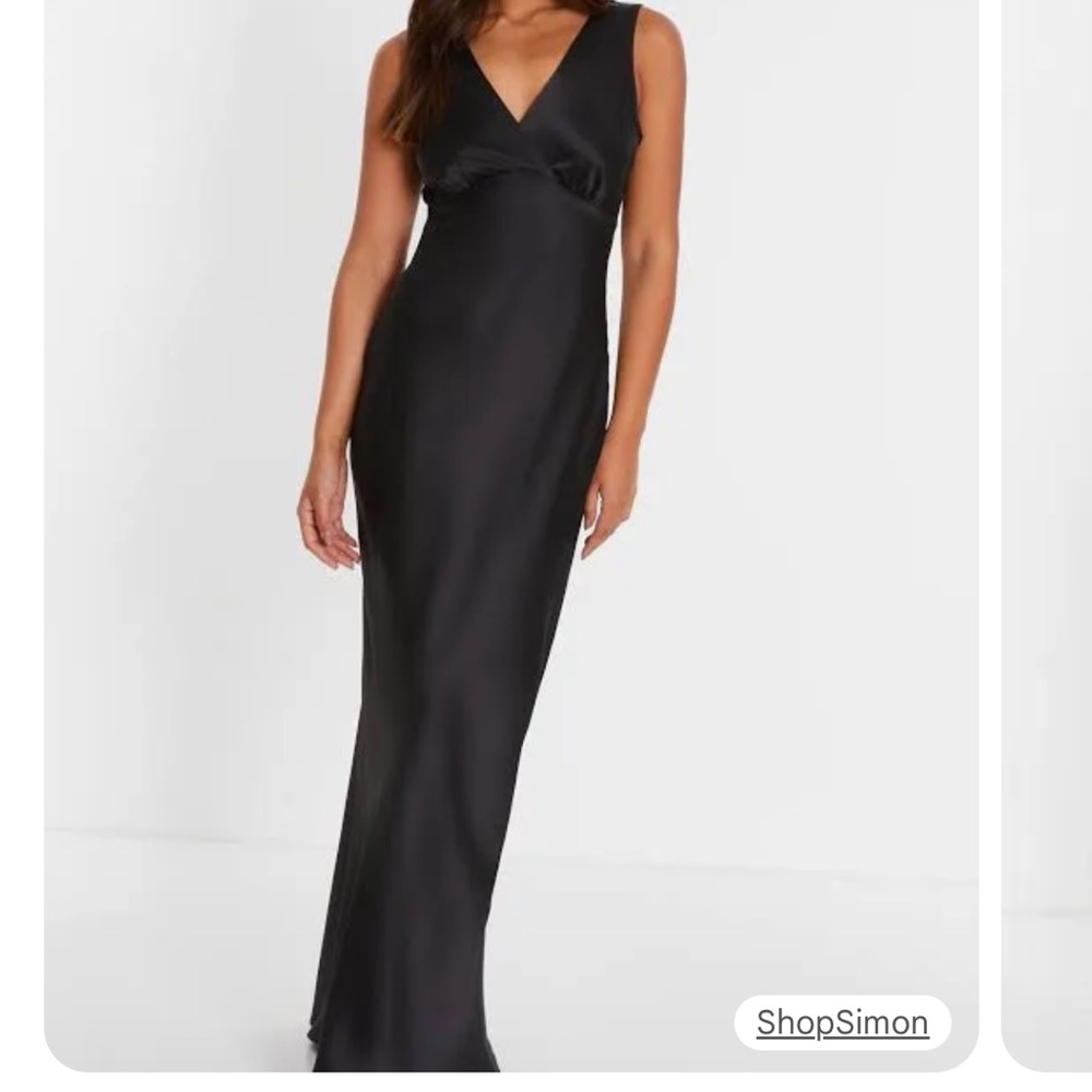 Black Satin Wrap Front Maxi Dress